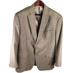 Chaps Mens Blazer Jacket Size 46R Gray Wool-Blend Double Button Workwear Brown